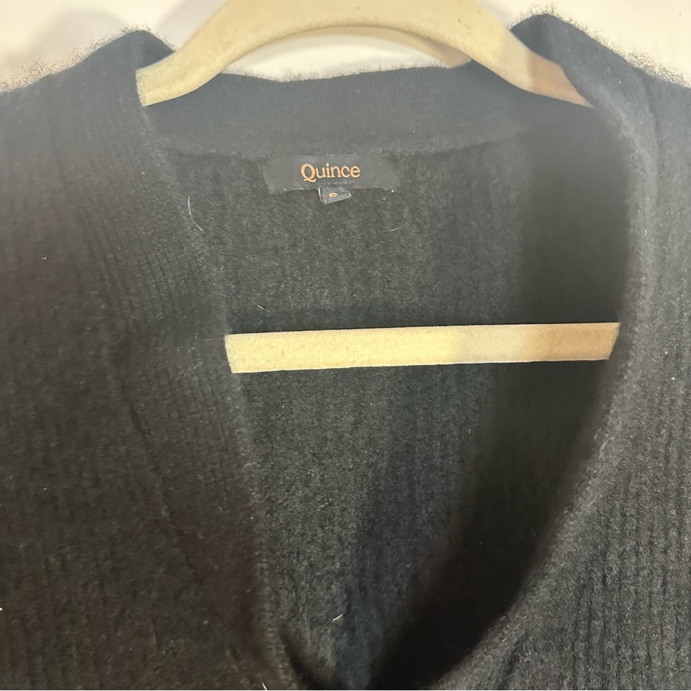 Quince 100% Cashmere Black Button Front Cardigan Sweater S - Picture 5 of 16